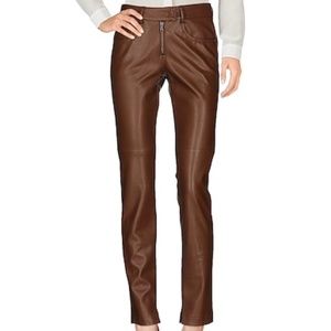 PATRIZIA PEPE Vegan Leather Skinny Trousers Cognac Brown